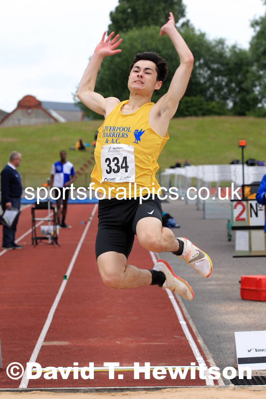 Mens under-20s long jump, 2022 Northern Senior and Under-20 Champs., Wavertree Athletics Centre, Liverpool. Photo: David T. Hewitson/Sports for All Pics